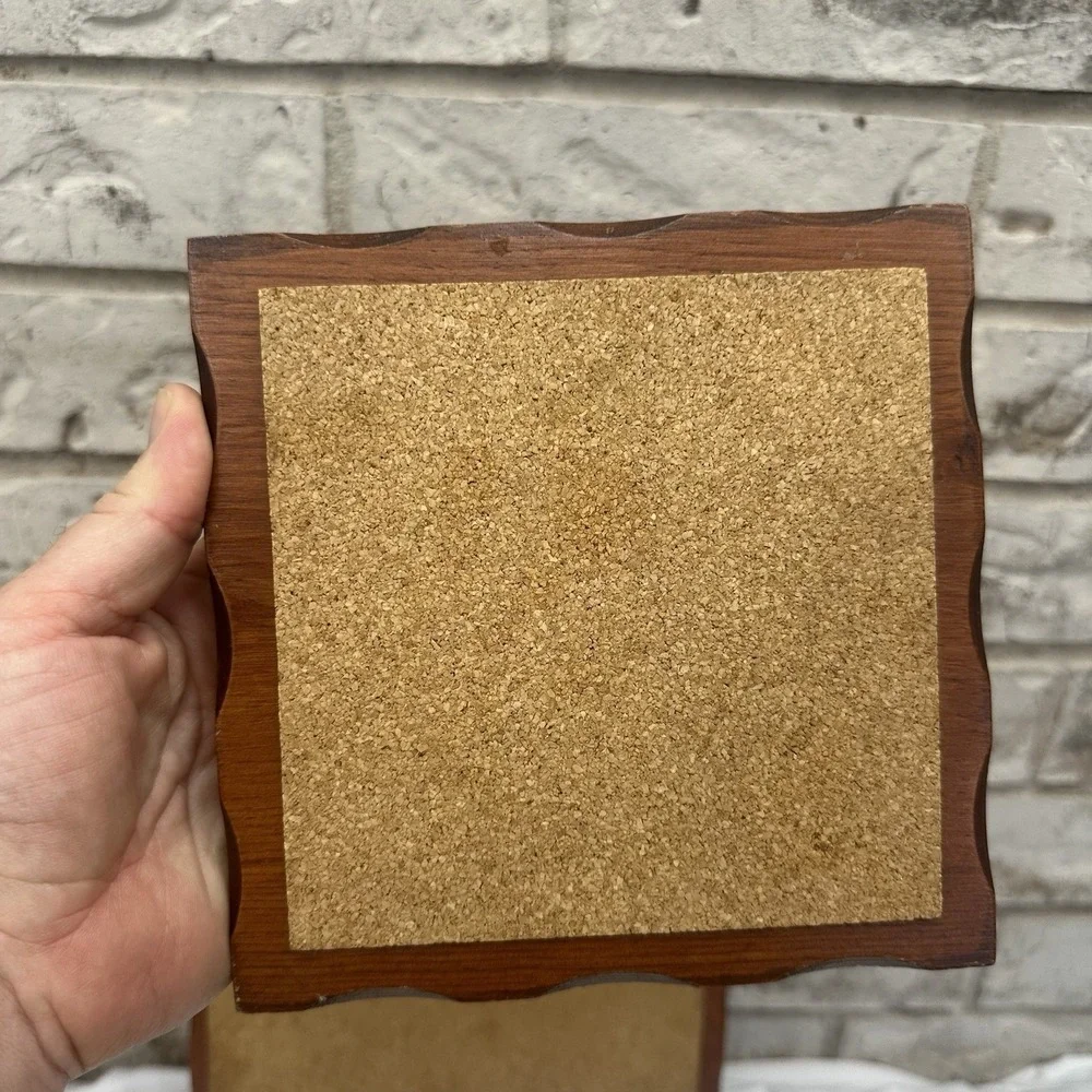 Vintage‎ set Of 2 Wood & Cork Trivets Hot Pads Rectangular & Square Cottagecore